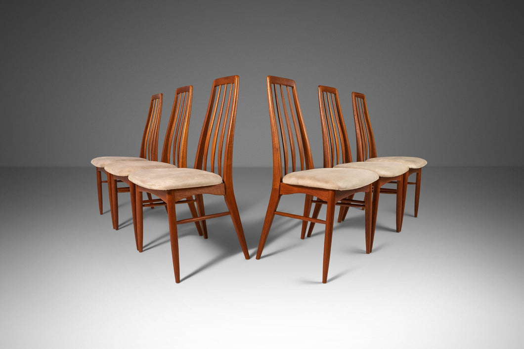 Set of Six (6) Eva Dining Chairs w/ Sculpted Backs in Teak by Niels Koefoed for Koefoeds Hornslet, Denmark, c. 1960s-ABT Modern
