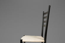Load image into Gallery viewer, Set of Six (6) Mid-Century Italian Modern Bespoke Ebonized Dining Chairs in White Bouclé After Gio Ponti, Italy, c. 1960's-ABT Modern
