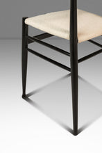 Load image into Gallery viewer, Set of Six (6) Mid-Century Italian Modern Bespoke Ebonized Dining Chairs in White Bouclé After Gio Ponti, Italy, c. 1960's-ABT Modern
