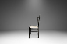 Load image into Gallery viewer, Set of Six (6) Mid-Century Italian Modern Bespoke Ebonized Dining Chairs in White Bouclé After Gio Ponti, Italy, c. 1960's-ABT Modern
