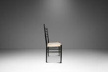 Load image into Gallery viewer, Set of Six (6) Mid-Century Italian Modern Bespoke Ebonized Dining Chairs in White Bouclé After Gio Ponti, Italy, c. 1960's-ABT Modern
