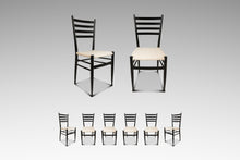 Load image into Gallery viewer, Set of Six (6) Mid-Century Italian Modern Bespoke Ebonized Dining Chairs in White Bouclé After Gio Ponti, Italy, c. 1960's-ABT Modern

