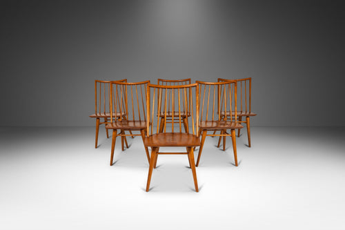 Set of Six ( 6 ) Model 7408 Windsor Dining Chairs in Birch by Leslie Diamond for Conant Ball Modernmates Line, USA, 1956-ABT Modern