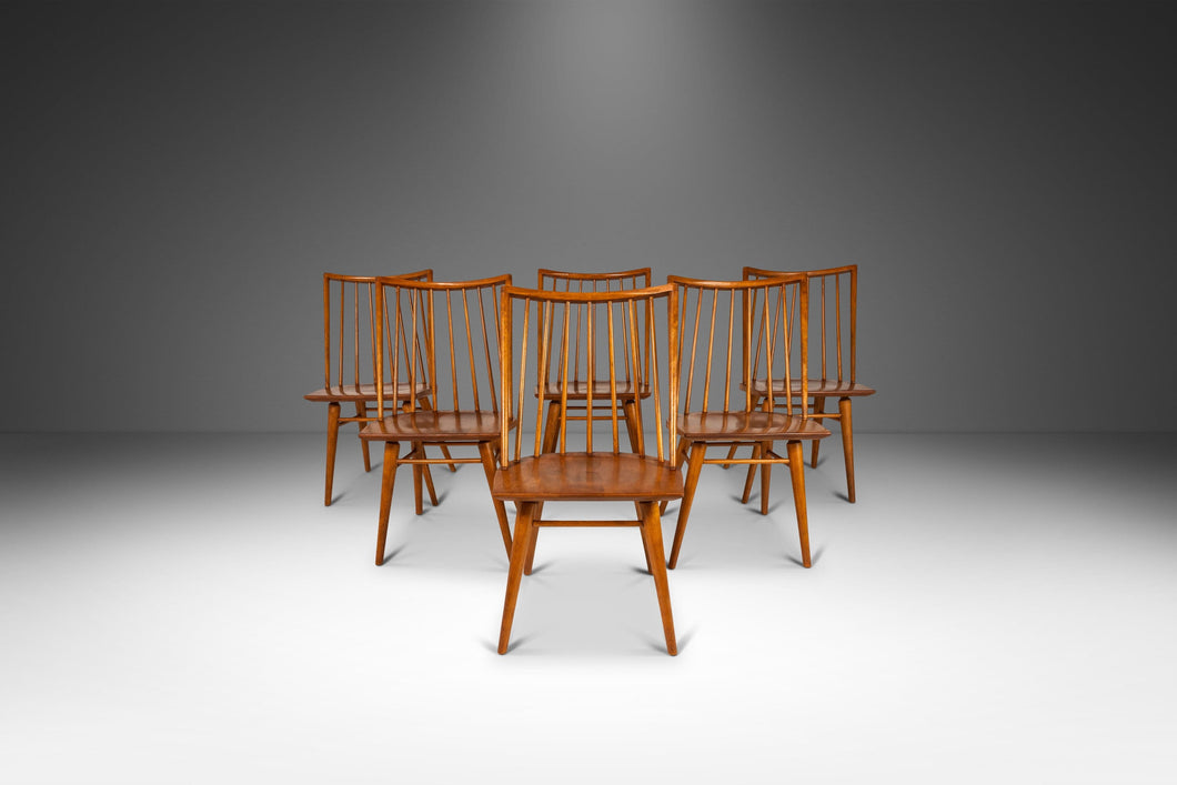 Set of Six ( 6 ) Model 7408 Windsor Dining Chairs in Birch by Leslie Diamond for Conant Ball Modernmates Line, USA, 1956-ABT Modern