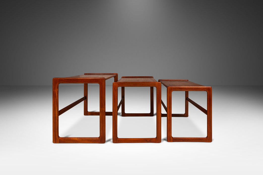 Set of Three (3) Danish Modern Nesting Tables in Teak by Arne Hovmand-Olsen for Mogens Kold, Denmark, c. 1960's-ABT Modern