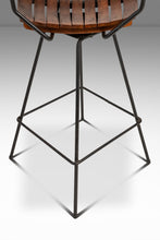 Load image into Gallery viewer, Set of Three ( 3 ) MCM Wrought Iron Bar Stools in Maple &amp; Raffia Rope for by Arthur Umanoff for Raymor, USA, c. 1960s-ABT Modern
