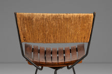 Load image into Gallery viewer, Set of Three ( 3 ) MCM Wrought Iron Bar Stools in Maple &amp; Raffia Rope for by Arthur Umanoff for Raymor, USA, c. 1960s-ABT Modern
