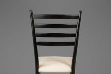 Load image into Gallery viewer, Set of Twelve (12) Mid-Century Italian Modern Bespoke Ebonized High-Back Dining Chairs in White Bouclé After Gio Ponti, Italy, c. 1960's-ABT Modern
