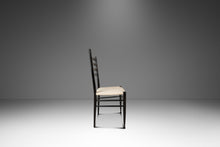 Load image into Gallery viewer, Set of Twelve (12) Mid-Century Italian Modern Bespoke Ebonized High-Back Dining Chairs in White Bouclé After Gio Ponti, Italy, c. 1960's-ABT Modern
