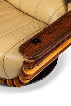 Load image into Gallery viewer, Set of Two (2) Art Deco Organic Modern "Luxor" Armchair / Lounge Chairs in Leather, Spruce &amp; Palmwood by Pacific Green, Australia, c. 2000s-ABT Modern
