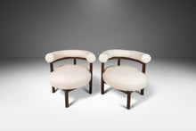 Load image into Gallery viewer, Set of Two ( 2 ) Barrel Back Lounge Chairs in Walnut &amp; White Bouclé After Nanna Ditzel, USA, c. 1968-ABT Modern
