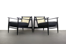 Load image into Gallery viewer, Set of Two ( 2 ) Cane Backed Mid Century Modern Lounge Chairs in Black-ABT Modern
