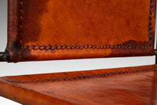 Load image into Gallery viewer, Set of Two (2) Counter Height Wrought Iron Spanish Hacienda Barstools with Hand-Worked Full Grain Leather, c. 1960s-ABT Modern
