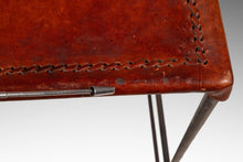 Load image into Gallery viewer, Set of Two (2) Counter Height Wrought Iron Spanish Hacienda Barstools with Hand-Worked Full Grain Leather, c. 1960s-ABT Modern

