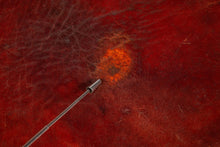 Load image into Gallery viewer, Set of Two (2) Counter Height Wrought Iron Spanish Hacienda Barstools with Hand-Worked Full Grain Leather, c. 1960s-ABT Modern
