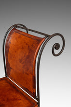Load image into Gallery viewer, Set of Two (2) Counter Height Wrought Iron Spanish Hacienda Barstools with Hand-Worked Full Grain Leather, c. 1960s-ABT Modern
