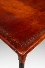 Load image into Gallery viewer, Set of Two (2) Counter Height Wrought Iron Spanish Hacienda Barstools with Hand-Worked Full Grain Leather, c. 1960s-ABT Modern
