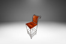 Load image into Gallery viewer, Set of Two (2) Counter Height Wrought Iron Spanish Hacienda Barstools with Hand-Worked Full Grain Leather, c. 1960s-ABT Modern
