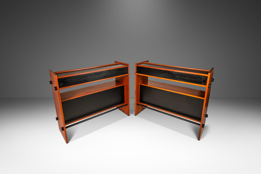 Set of Two (2) Danish Mid-Century Modern Minimalist Two Tone Dry Bars / Room Dividers in Teak, Denmark, c. 1970s-ABT Modern