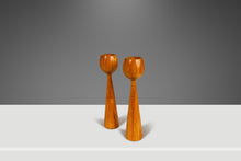 Load image into Gallery viewer, Set of Two ( 2 ) Danish Mid-Century Modern Wood-Turned Flared Tulip Candlestick Holders in Solid Ash, Denmark, c. 1960&#39;s-ABT Modern
