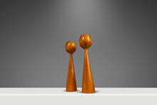 Load image into Gallery viewer, Set of Two ( 2 ) Danish Mid-Century Modern Wood-Turned Flared Tulip Candlestick Holders in Solid Ash, Denmark, c. 1960&#39;s-ABT Modern
