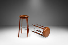 Load image into Gallery viewer, Set of Two (2) Danish Modern Barstools in Solid Teak &amp; Leather by Hugo Frandsen for Spøttrup Mobler, Denmark, c. 1960's-ABT Modern
