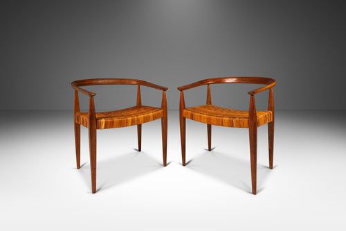 Set of Two (2) Danish Modern Model 113 Armchairs in Oak & Original Cane by Nanna Ditzel for Kolds Savvaerk, Denmark, c. 1950's-ABT Modern