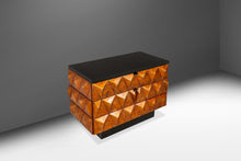 Load image into Gallery viewer, Set of Two (2) Futuristic Brutalist Italian Modern Sculptural Diamond Faced End Tables With Leather Tops, Italy, c. 1970s-ABT Modern
