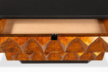 Load image into Gallery viewer, Set of Two (2) Futuristic Brutalist Italian Modern Sculptural Diamond Faced End Tables With Leather Tops, Italy, c. 1970s-ABT Modern
