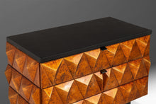 Load image into Gallery viewer, Set of Two (2) Futuristic Brutalist Italian Modern Sculptural Diamond Faced End Tables With Leather Tops, Italy, c. 1970s-ABT Modern
