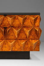 Load image into Gallery viewer, Set of Two (2) Futuristic Brutalist Italian Modern Sculptural Diamond Faced End Tables With Leather Tops, Italy, c. 1970s-ABT Modern
