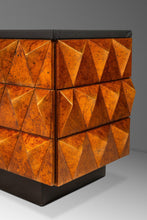 Load image into Gallery viewer, Set of Two (2) Futuristic Brutalist Italian Modern Sculptural Diamond Faced End Tables With Leather Tops, Italy, c. 1970s-ABT Modern

