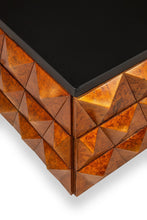 Load image into Gallery viewer, Set of Two (2) Futuristic Brutalist Italian Modern Sculptural Diamond Faced End Tables With Leather Tops, Italy, c. 1970s-ABT Modern
