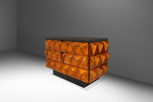 Load image into Gallery viewer, Set of Two (2) Futuristic Brutalist Italian Modern Sculptural Diamond Faced End Tables With Leather Tops, Italy, c. 1970s-ABT Modern
