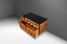 Load image into Gallery viewer, Set of Two (2) Futuristic Brutalist Italian Modern Sculptural Diamond Faced End Tables With Leather Tops, Italy, c. 1970s-ABT Modern

