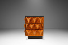 Load image into Gallery viewer, Set of Two (2) Futuristic Brutalist Italian Modern Sculptural Diamond Faced End Tables With Leather Tops, Italy, c. 1970s-ABT Modern
