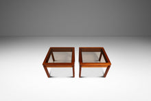 Load image into Gallery viewer, Set of Two (2) Mid-Century Danish Modern End Tables in Teak &amp; Smoked Glass by Kristiansen Thomassen, Denmark, c. 1970s-ABT Modern
