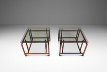 Load image into Gallery viewer, Set of Two (2) Mid-Century Danish Modern Rosewood &amp; Smoked Glass End Tables by Henning Nørgaard for Komfort of Denmark, c. 1960's-ABT Modern
