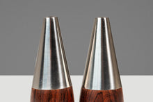 Load image into Gallery viewer, Set of Two (2) Mid-Century Danish Modern Salt and Pepper Shakers in Rosewood &amp; Stainless Steel, Denmark, c. 1960s-ABT Modern
