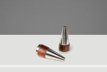 Load image into Gallery viewer, Set of Two (2) Mid-Century Danish Modern Salt and Pepper Shakers in Rosewood &amp; Stainless Steel, Denmark, c. 1960s-ABT Modern
