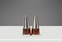 Load image into Gallery viewer, Set of Two (2) Mid-Century Danish Modern Salt and Pepper Shakers in Rosewood &amp; Stainless Steel, Denmark, c. 1960s-ABT Modern
