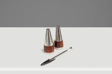 Load image into Gallery viewer, Set of Two (2) Mid-Century Danish Modern Salt and Pepper Shakers in Rosewood &amp; Stainless Steel, Denmark, c. 1960s-ABT Modern
