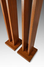 Load image into Gallery viewer, Set of Two (2) Mid-Century Modern 6 ft Freestanding Architectural Tower Floor Lamps in Oak After Frank Llyod Wright, USA, c. 1960s-ABT Modern
