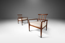 Load image into Gallery viewer, Set of Two (2) Mid-Century Modern Angular Arm Chairs in Walnut &amp; White Bouclé by Foster McDavid, USA, c. 1960&#39;s-ABT Modern
