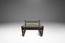 Load image into Gallery viewer, Set of Two (2) Mid-Century Modern Brutalist End Tables w/ Smoked Glass Tops in Jacaranda by Percival Lafer, Brazil, c. 1970s-ABT Modern
