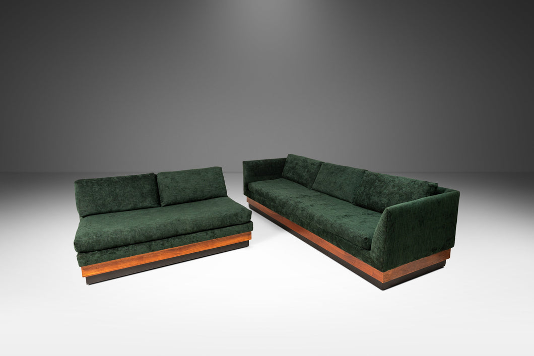 Set of Two (2) Mid-Century Modern Brutalist Platform Sofas in Walnut by Adrian Pearsall for Craft Associates, USA, c. 1960's-ABT Modern