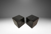 Load image into Gallery viewer, Set of Two (2) Mid-Century Modern Industrial Brutalist Cubes / End Tables / Pedestals in Patinaed Metal, USA, c. 1970s-ABT Modern
