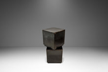 Load image into Gallery viewer, Set of Two (2) Mid-Century Modern Industrial Brutalist Cubes / End Tables / Pedestals in Patinaed Metal, USA, c. 1970s-ABT Modern
