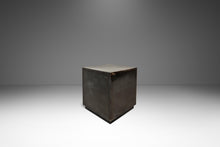 Load image into Gallery viewer, Set of Two (2) Mid-Century Modern Industrial Brutalist Cubes / End Tables / Pedestals in Patinaed Metal, USA, c. 1970s-ABT Modern
