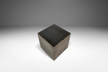 Load image into Gallery viewer, Set of Two (2) Mid-Century Modern Industrial Brutalist Cubes / End Tables / Pedestals in Patinaed Metal, USA, c. 1970s-ABT Modern
